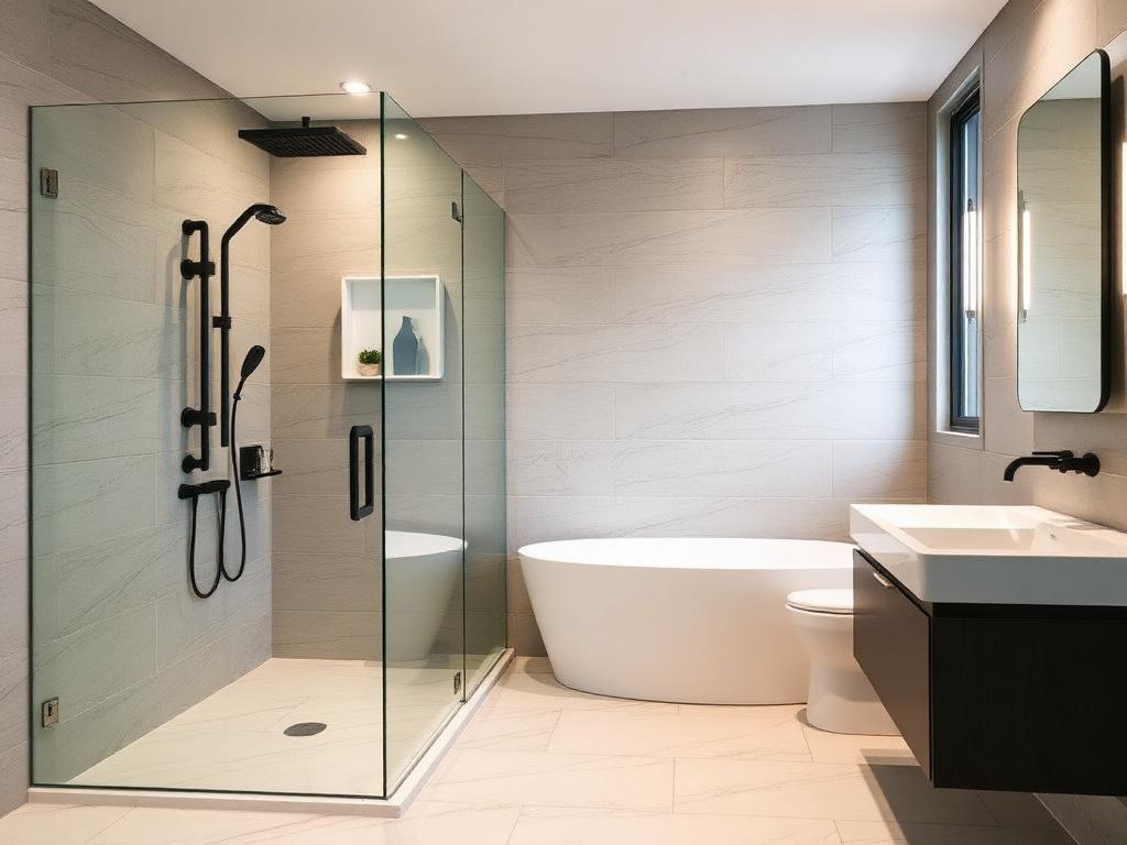 Salle de bains rénovée avec douche à l'italienne